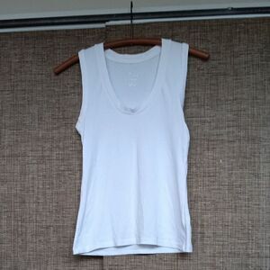 A New Day White Fitted Sleeveless Cotton Blend  Tank Top